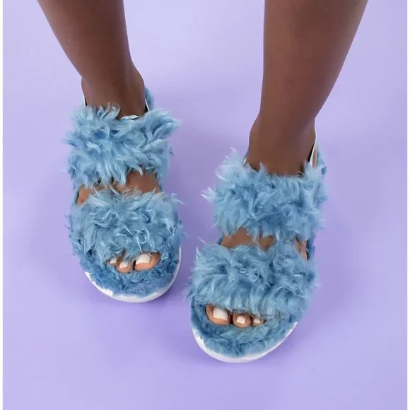 New NWoT UGG Women's FLUFF SUGAR SANDAL Blue Slipper Slide READ DESCRIPTION! - Picture 8 of 8